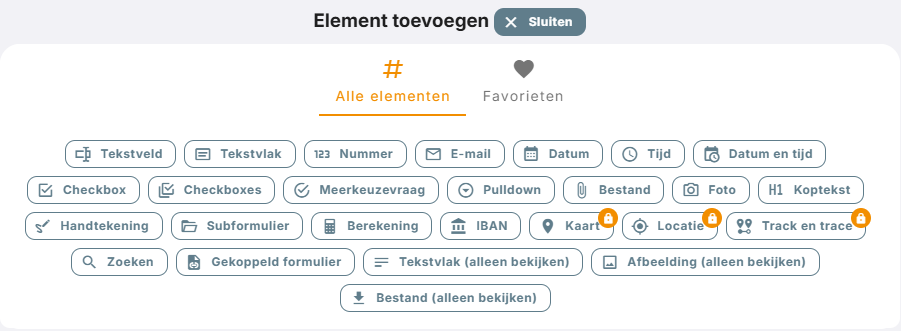 Alle elementen vind je bij Element toevoegen.