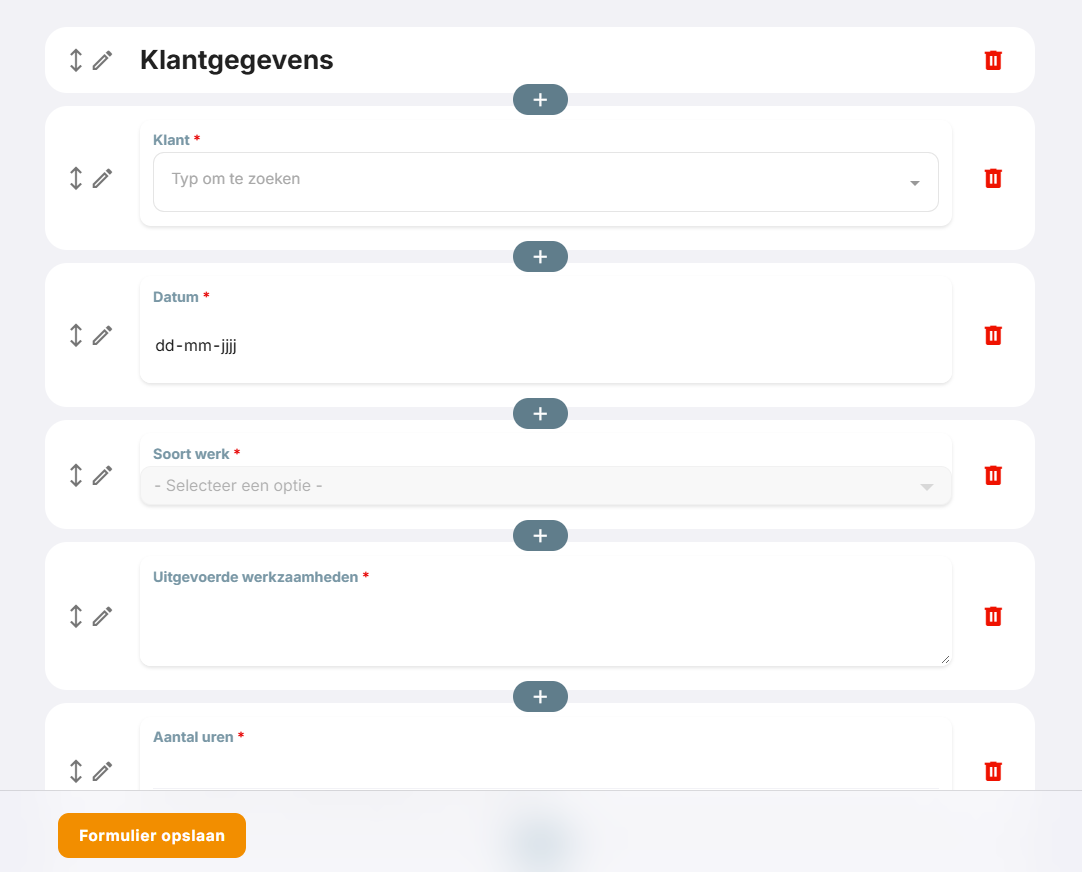 Vergeet niet op Formulier opslaan te klikken.